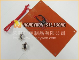Silicone rubber mat heaters with bi-metal thermostat